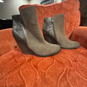 Very Volatile Gray and Silver Wedge Boots